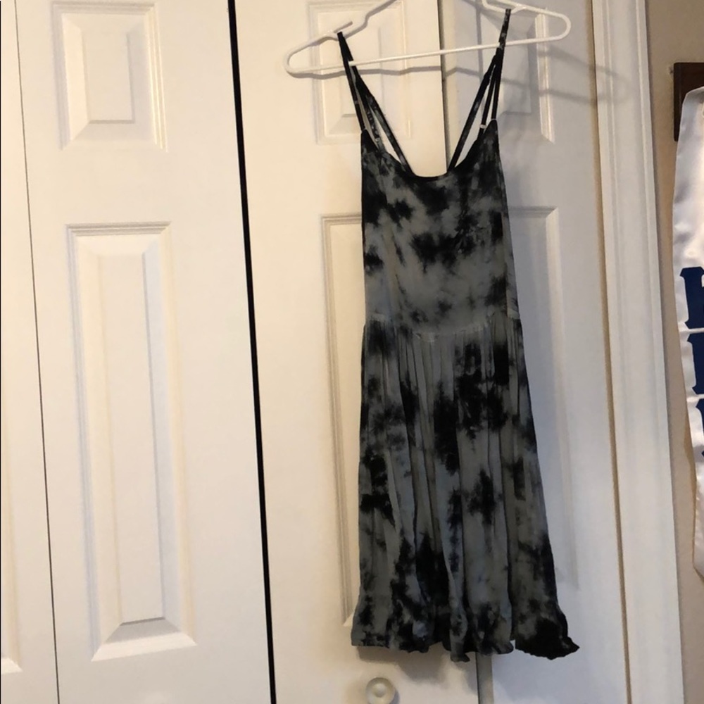Boutique black and blue tie die sun dress